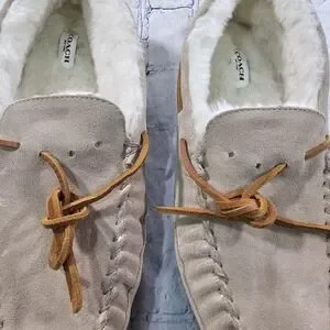 COACH Suede Shearling Moccasin - Sand- CC743 Men\'s Size 10.5 COACH Shoes MENS SIZE 11 Slipper CC743 Sand Suede Fleece  main image 4